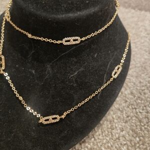 22kgp Messika Elegant Gold Chain Necklace with Crystal Accents